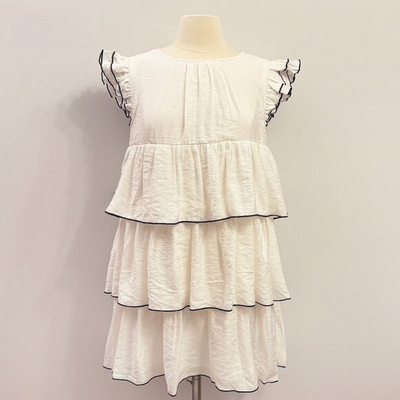 English Factory white ruffle contrast babydoll dress size Medium NWT - Picture 1 of 6